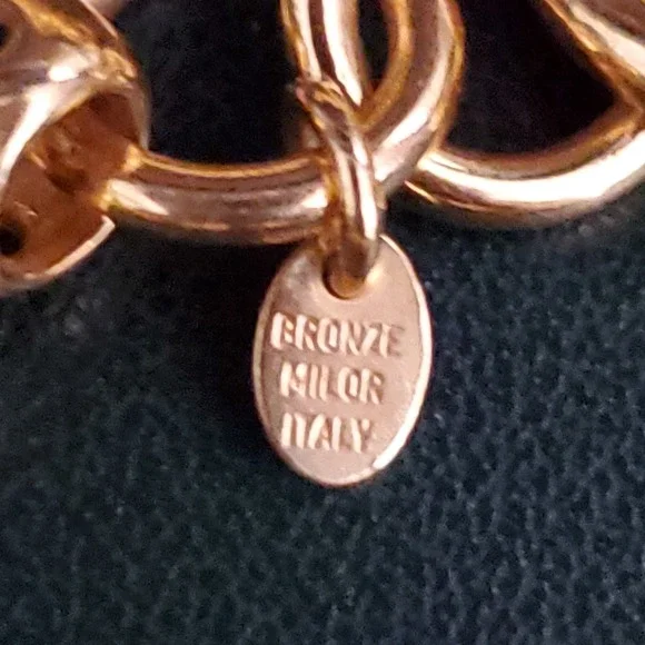Gold Tone Loop Necklace Signed Bronze‎ Milor Italy Everyday Wear to Dressy - Picture 3 of 8